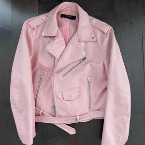 Zara bubblegum pink pleather jacket